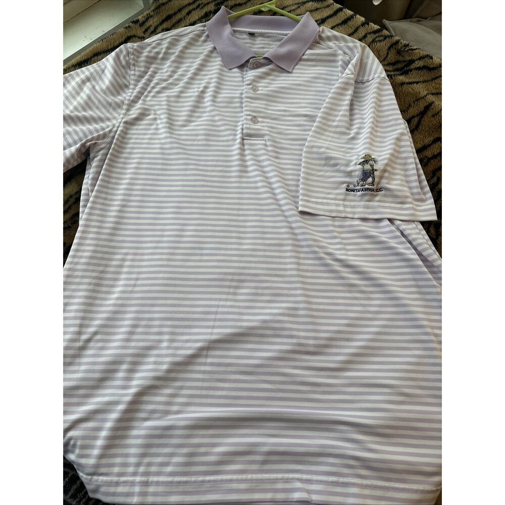 monterey club golf shirt XL Purple Striped Bonita Fairway